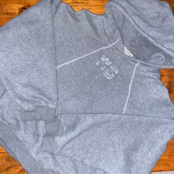 Alexander Wang $375 Womens Essential Puff Logo Terry Hoodie Glitter Gray LG EUC - Picture 3 of 13